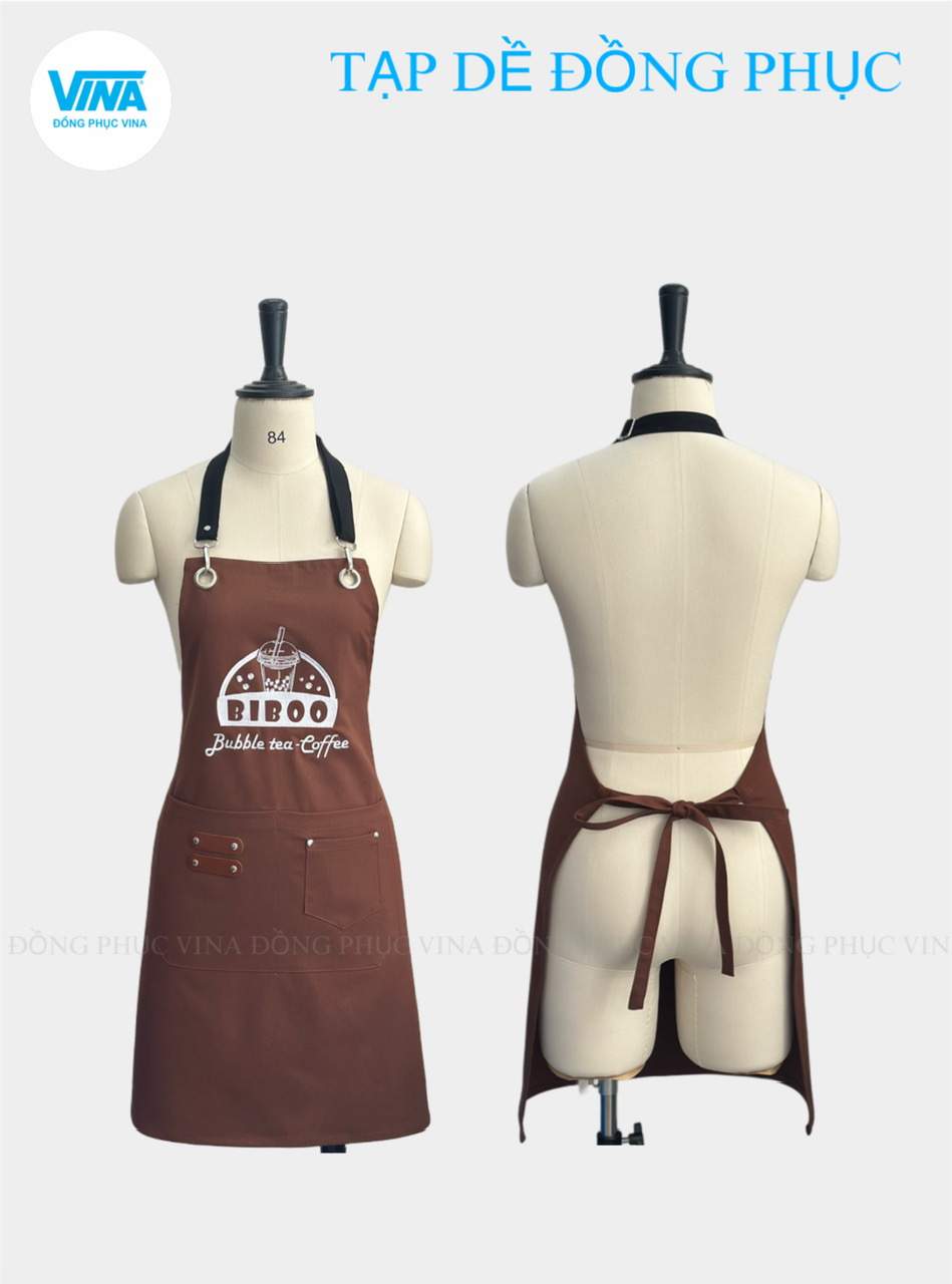 Tạp dề yếm cafe màu nâu