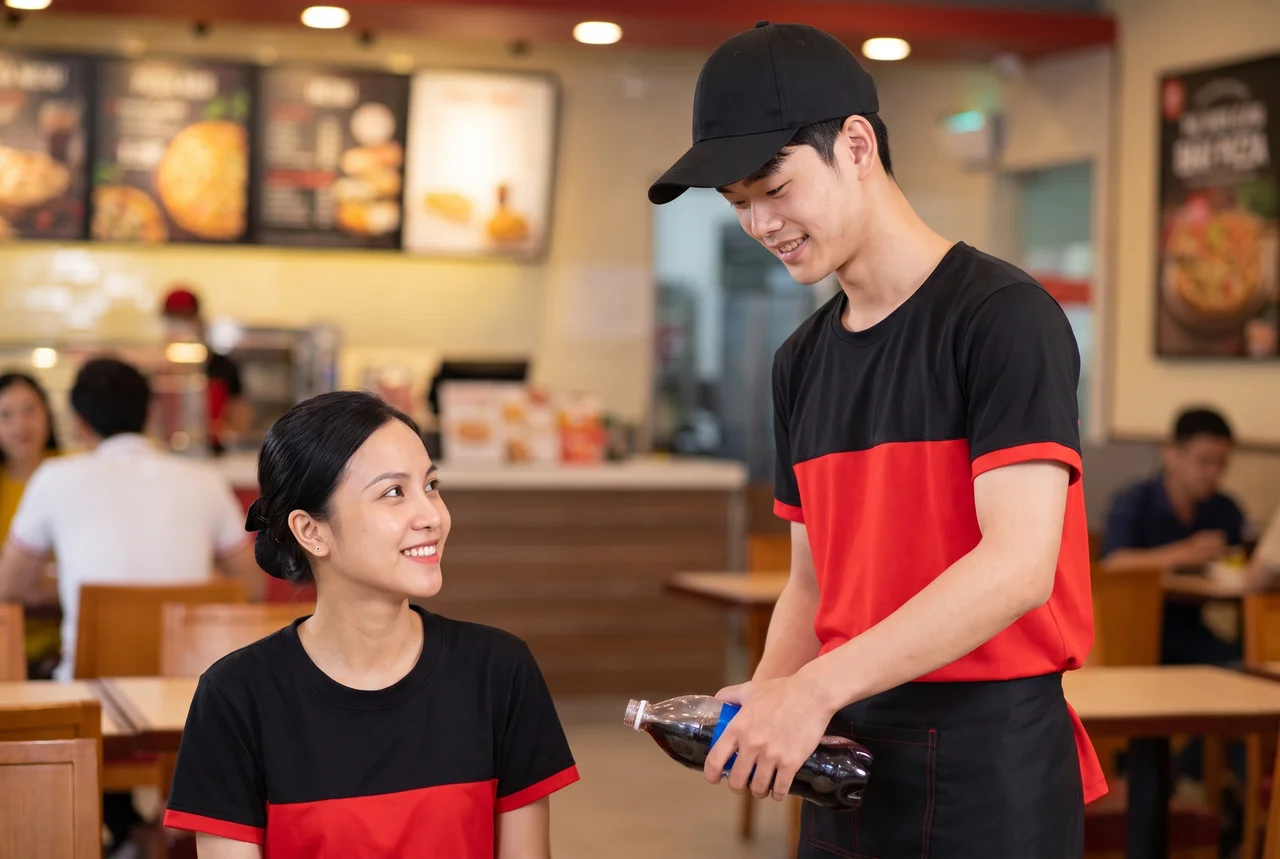Mẫu áo thun đồng phục nhân viên quán cafe phong cách trẻ trung